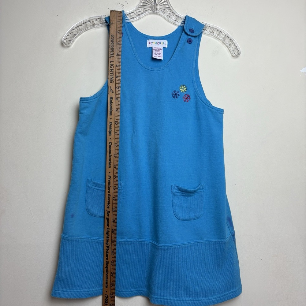 Gymboree Vtg Blue Embroidered Snowflake Jumper Dress XXL 6-7 - Picture 9 of 9